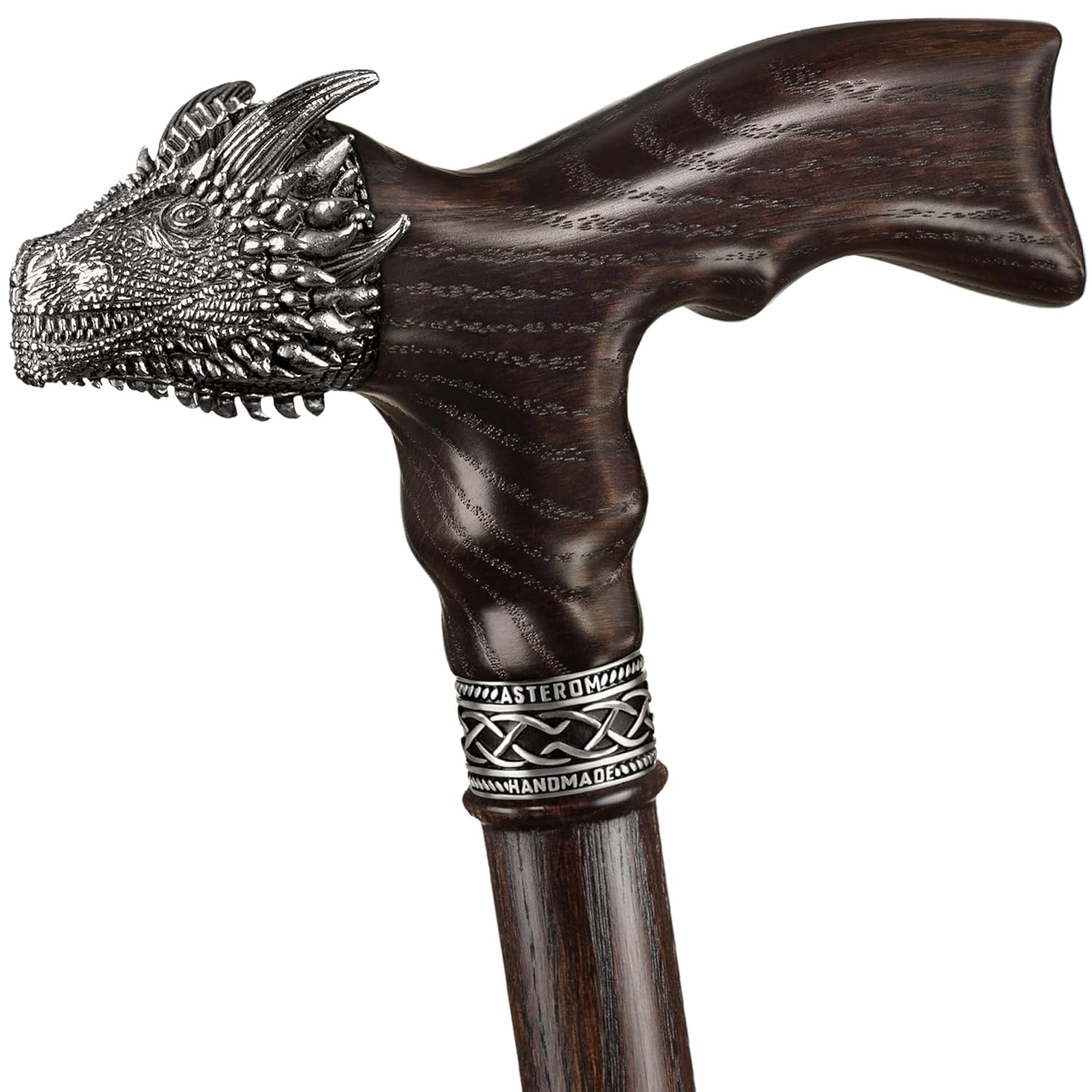 Asterom Handmade Wooden Walking Cane for Men and Women - Dragon - Fashionable Walking Stick Unique Wood Cane