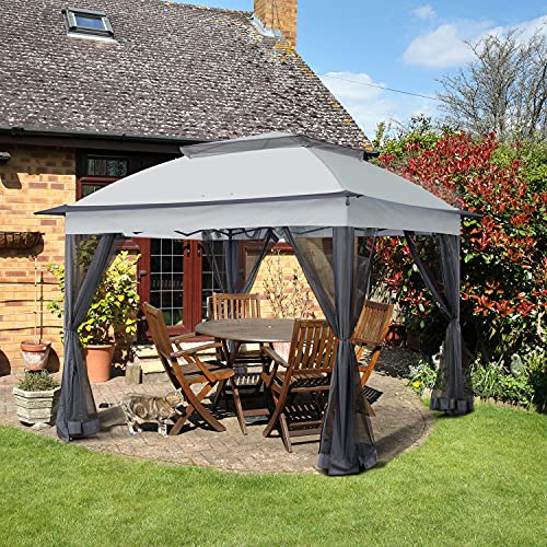 COOS BAY 11x11 Pop Up Instant Gazebo Tent with Mosquito Netting Outdoor Canopy Shelter with 121 Square Feet of Shade (Beige)