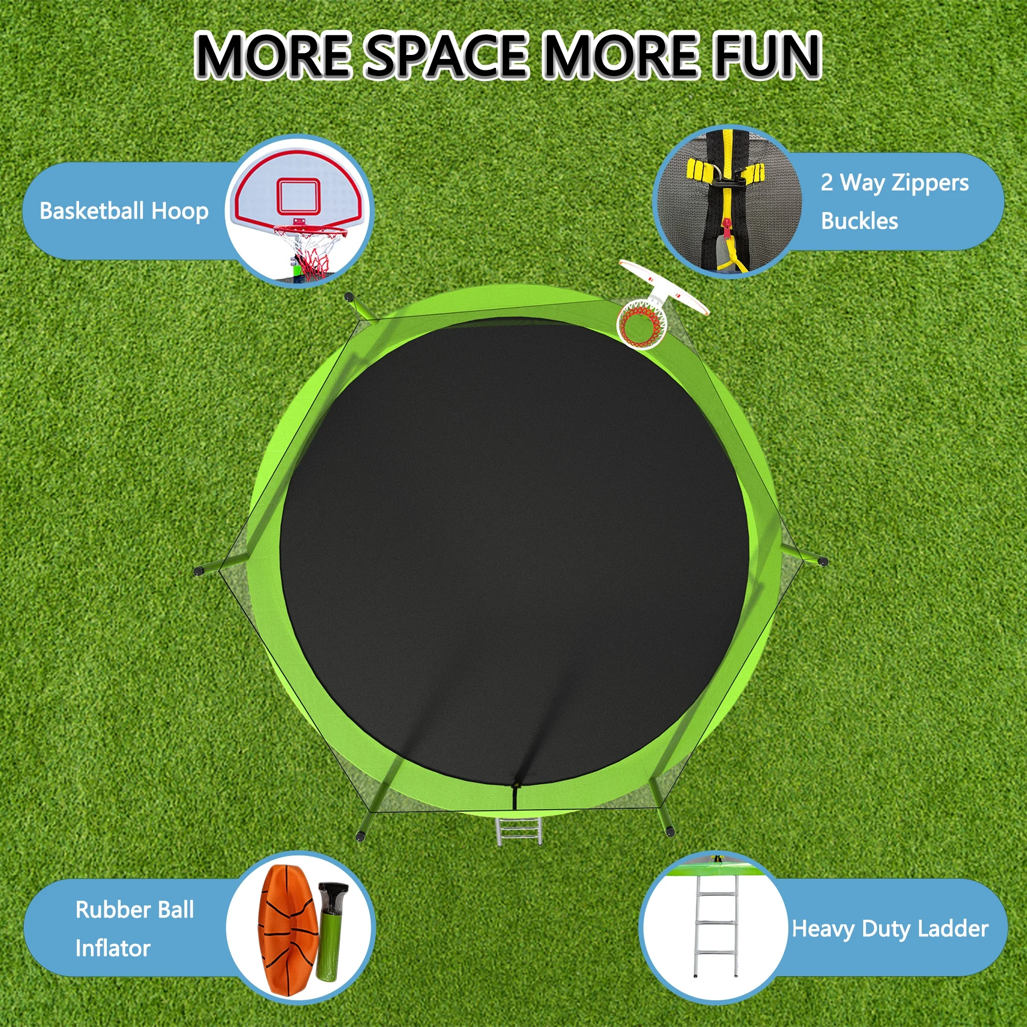 EUROCO 1300LB 15FT Trampoline for Adults and Kids, Trampoline with Enclosure ,Ladder,Basketball Hoop