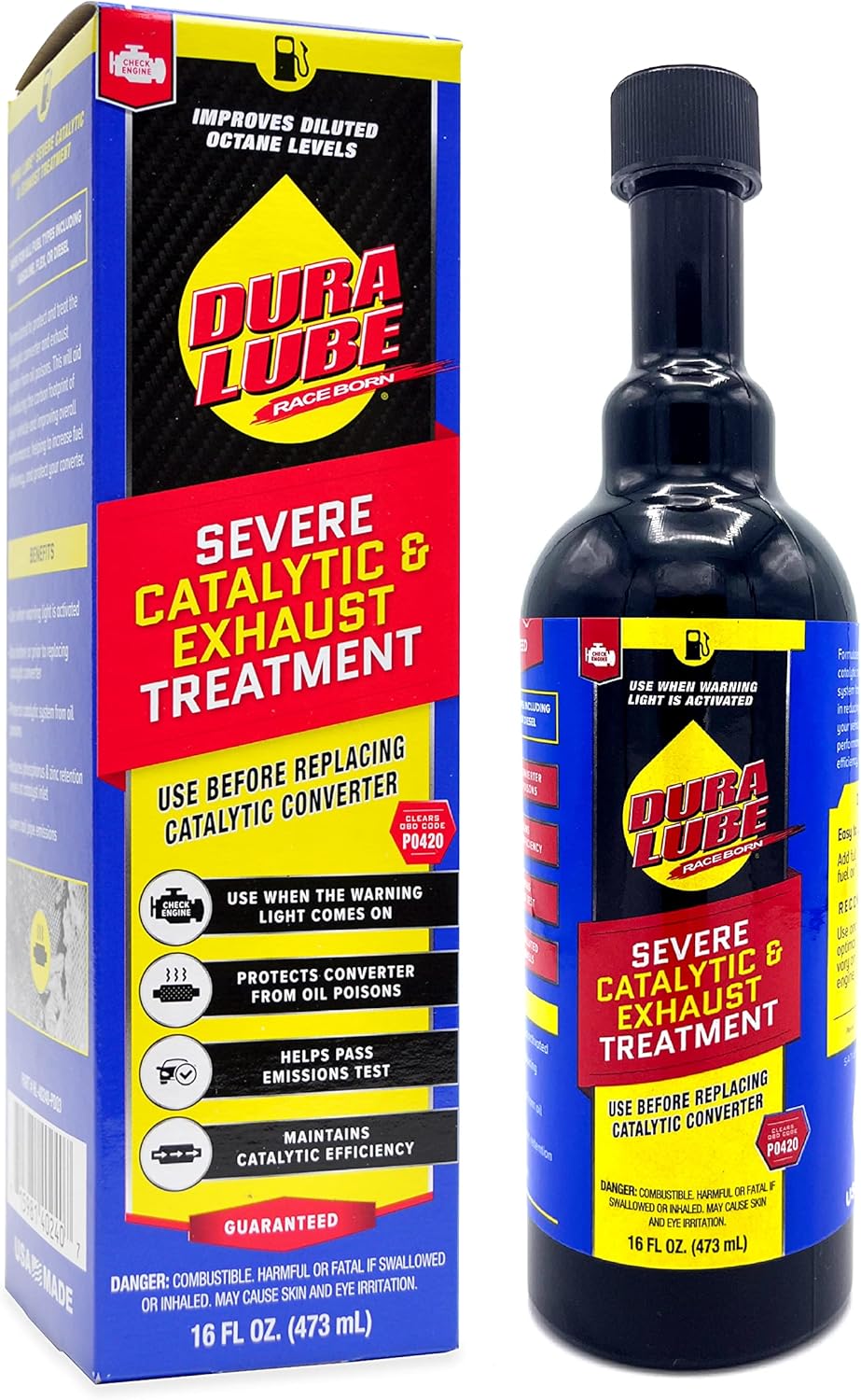 DURA LUBE Severe Catalytic and Exhaust Treatment Emissions Test Catalytic Cleaner 16 fl. oz, 1 Pack, HL-402409