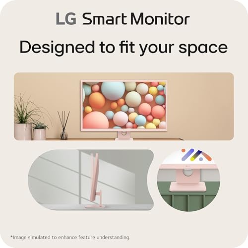 LG 27SR50F-W Smart Monitor 27-Inch FHD (1920x1080) IPS Display, webOS 23, HDR 10, x2 Built-in Speakers, AirPlay 2, Screen Share, Bluetooth, ThinQ App