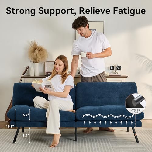71" Convertible Futon Sofa,Faux Leather Futon Couch Bed,Sleeper Sofa Bed,Memory Foam Modern Folding Small Loveseat for Living Room,Office,Apartment