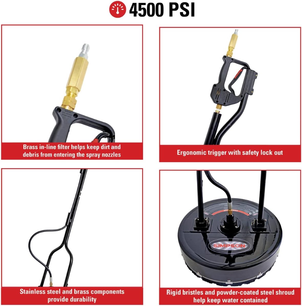 Simpson Cleaning 80182 Universal 20" Industrial Pressure Washer Surface Cleaner for Hot and Cold Water Machines, 3/8" Quick Connection