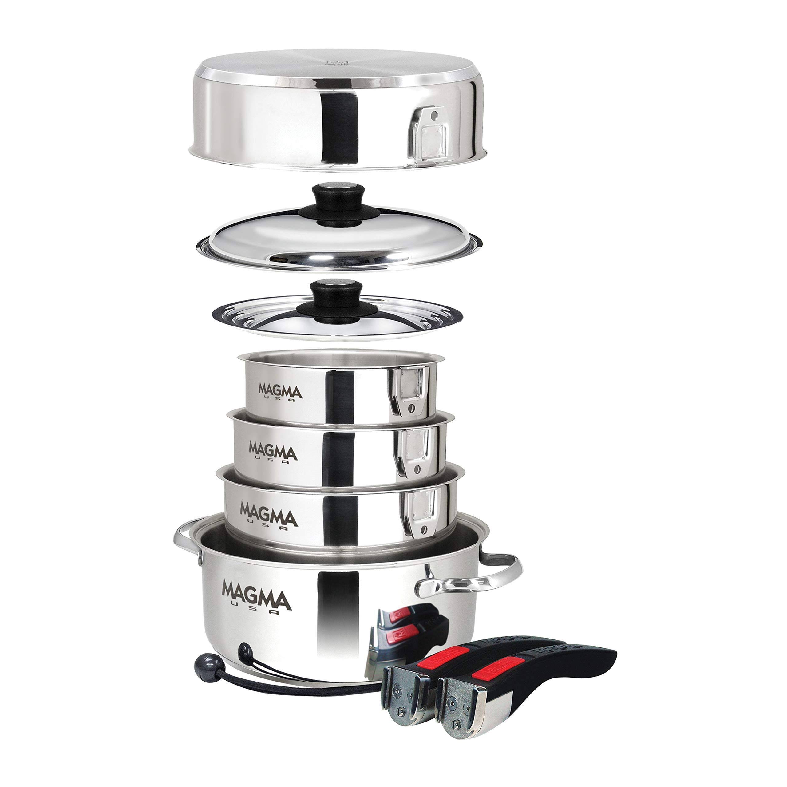 Magma Products A10-360L-IND, 10 Piece Gourmet Nesting Stainless Steel Cookware Set,