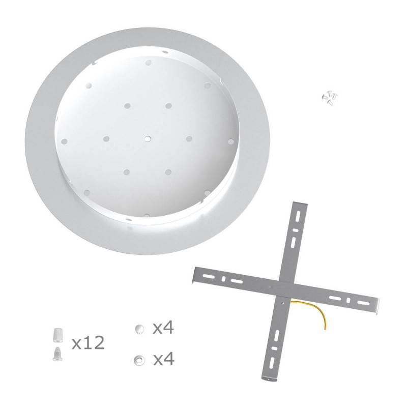 12 Holes - Extra Large Round Ceiling Canopy Kit - Rose One System Satin Brass Dibond - XXL Ceiling Canopies