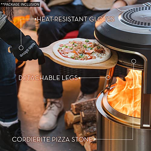 Solo Stove Bonfire Pi Fire | Pizza Oven Accessory for Bonfire Fire Pit, Incl. Carry Case & Cordierite Pizza Stone, Wood Burning Assembly