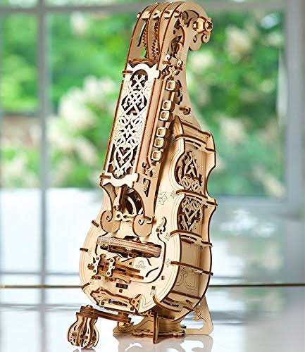 Ugears Hurdy-Gurdy 3D Puzzle, Wooden Musical Model, Brain Teaser, DIY Craft Set