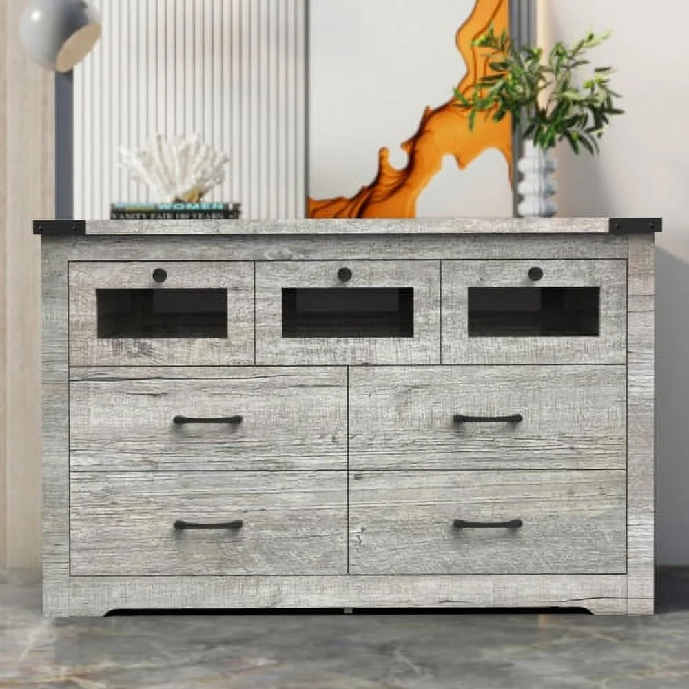 Living Room Sideboard Storage Cabinet with LED Light