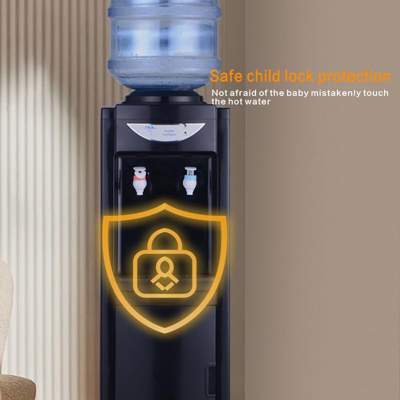 Hot & Cold Top Loading Water Dispenser,5 Gallons Water Coolers with Child Safety Lock Removable Drip Tray & Storage Cabinet