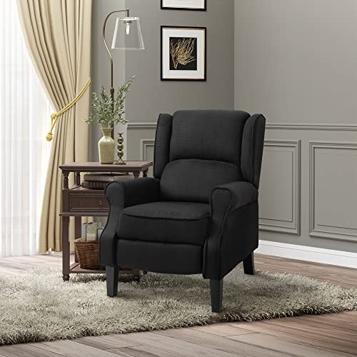 HOMCOM Vibration Massage Recliner Chair for Living Room with Heat, Wingback Single Sofa, Modern Suede Fabric Push Back Reclining Chair with Footrest