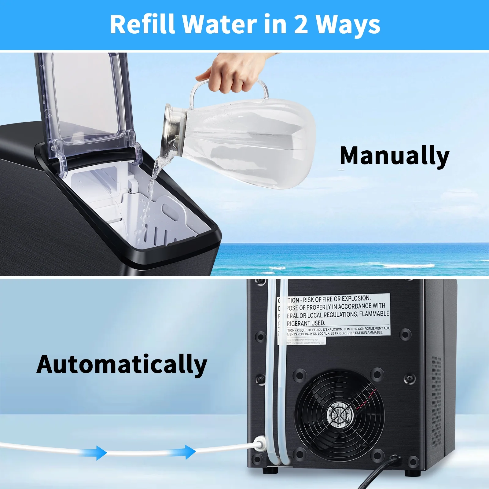 Ice Makers Countertop, Nugget Ice Maker Countertop, 30Lbs Per Day, Portable Pebble Ice Machine, Self-Cleaning
