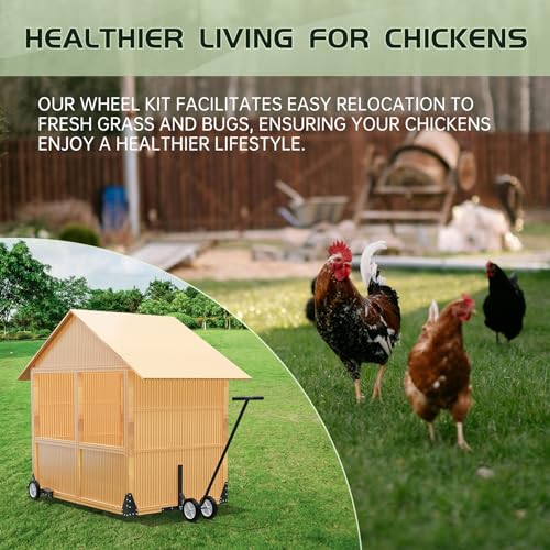 Chicken Coop Wheels Kit - Portable Poultry Tractor Mobilization Steel Chicken Coop Accessories