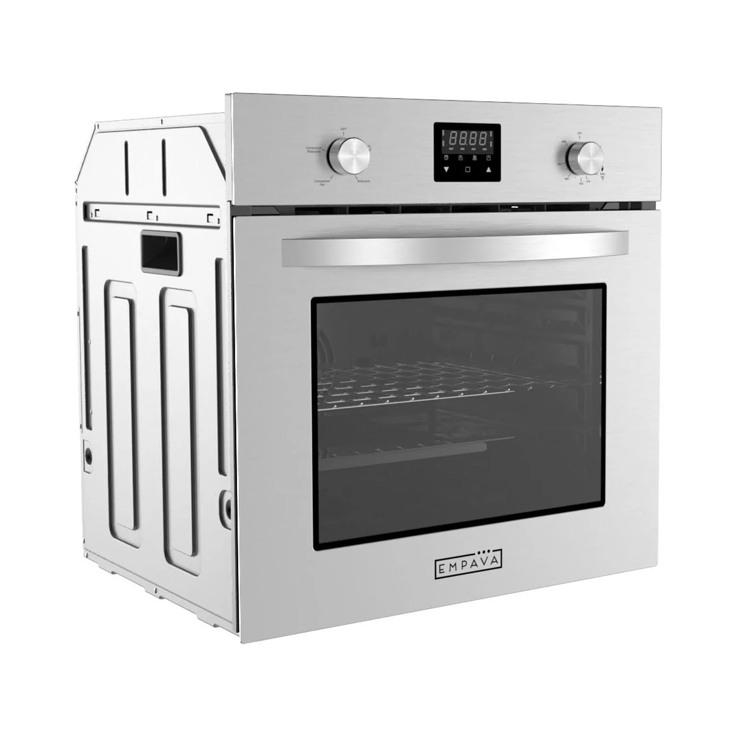 Empava 24-inch 2.3 cu. Ft. Single Propane Gas Wall Oven - Bake Broil Rotisserie Functions with Mechanical Controls - Built-in Timer