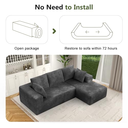 108" Modular Sectional Sofa with L-Shape Chaise, Upholstered Couches for Living Room with Deep Seat, No Assembly Required