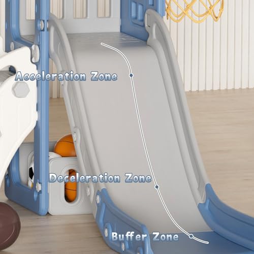 XJD 5 in 1 Toddler Slide, Kids Slide for Toddlers Age 1-3, Outdoor Indoor Playset for Toddlers with Basketball Hoop and Ball