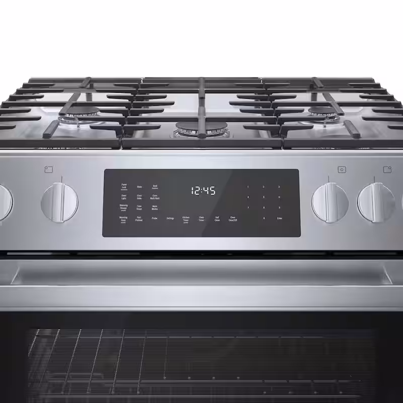 Benchmark Series 30 in. 4.6 cu. ft. Slide-In Dual Fuel Range with Gas Stove and Electric Oven in Stainless Steel
