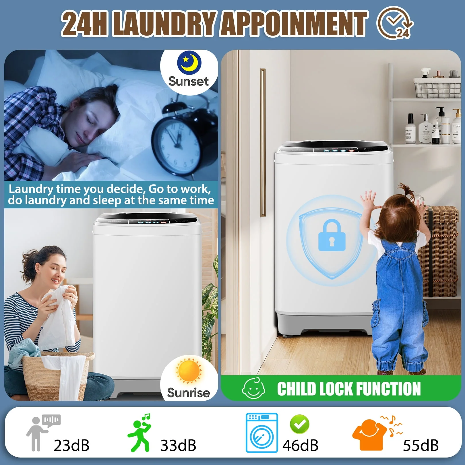 Qhomic 17.8 lbs Portable Washing Machine, 2 in 1 Full Automatic Washer & Dryer with Drain Pump, LED Display, Visual Glass Top-Load
