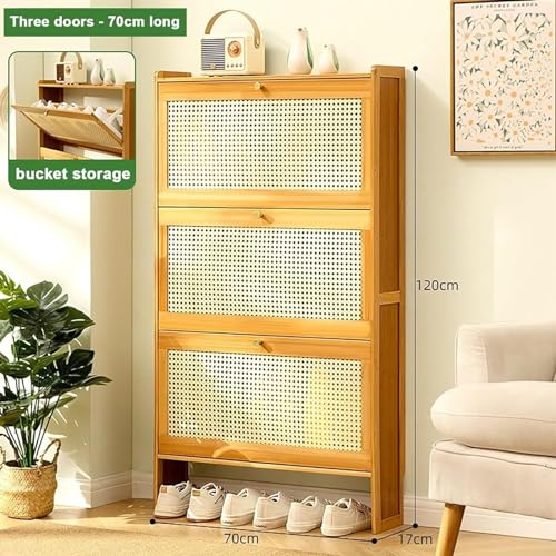 Shoe Racks Storage Cabinet With Doors, Shoe Cupboard, Rattan Slim Shoe Storage, Hallway Cupboard Shoe Racks Storage