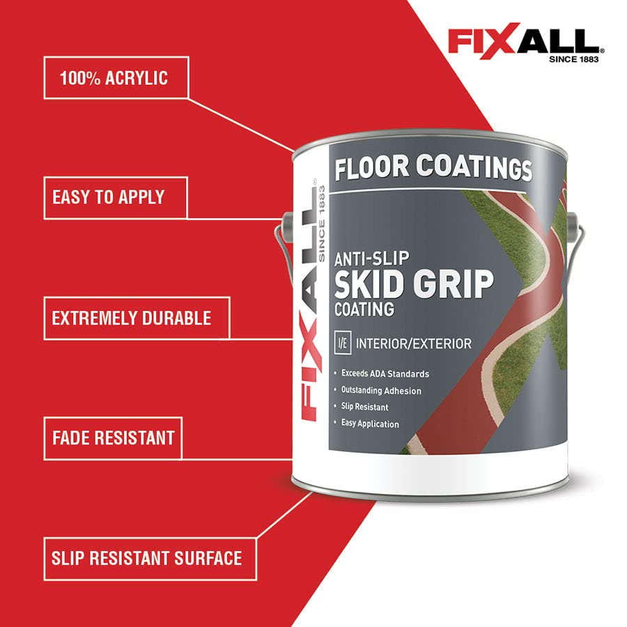 FixALL Skid Grip Anti-Slip Floor Coating, Interior/Exterior - 1 Gallon - Carmel Pack of 2