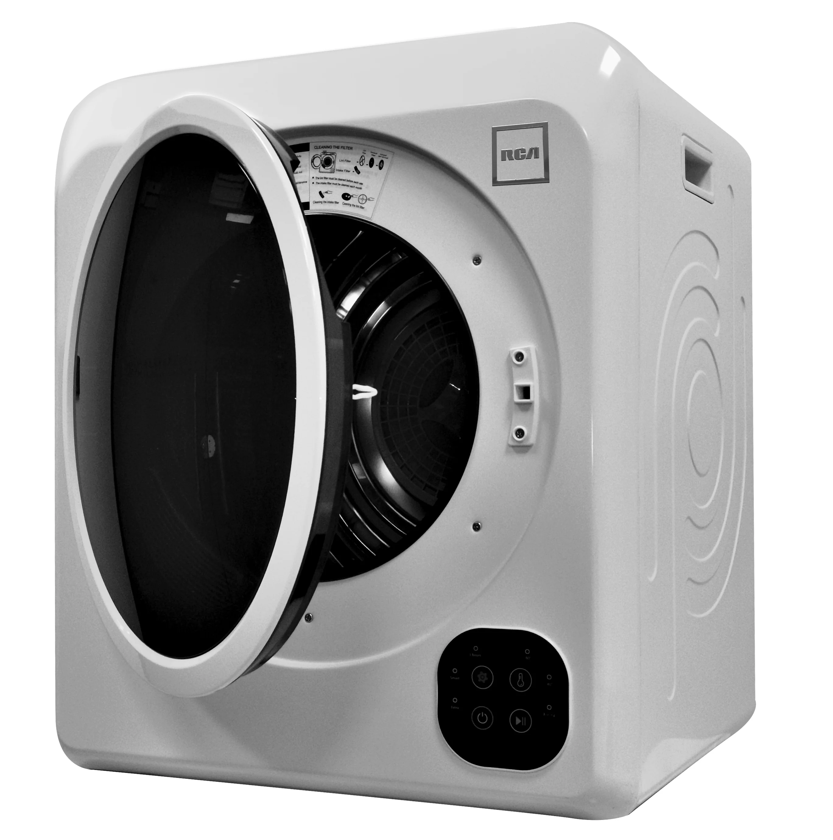RCA 3.75 Cu ft.(13lbs.) Ventless Electric Apartment Size Dryer, RDR323, White