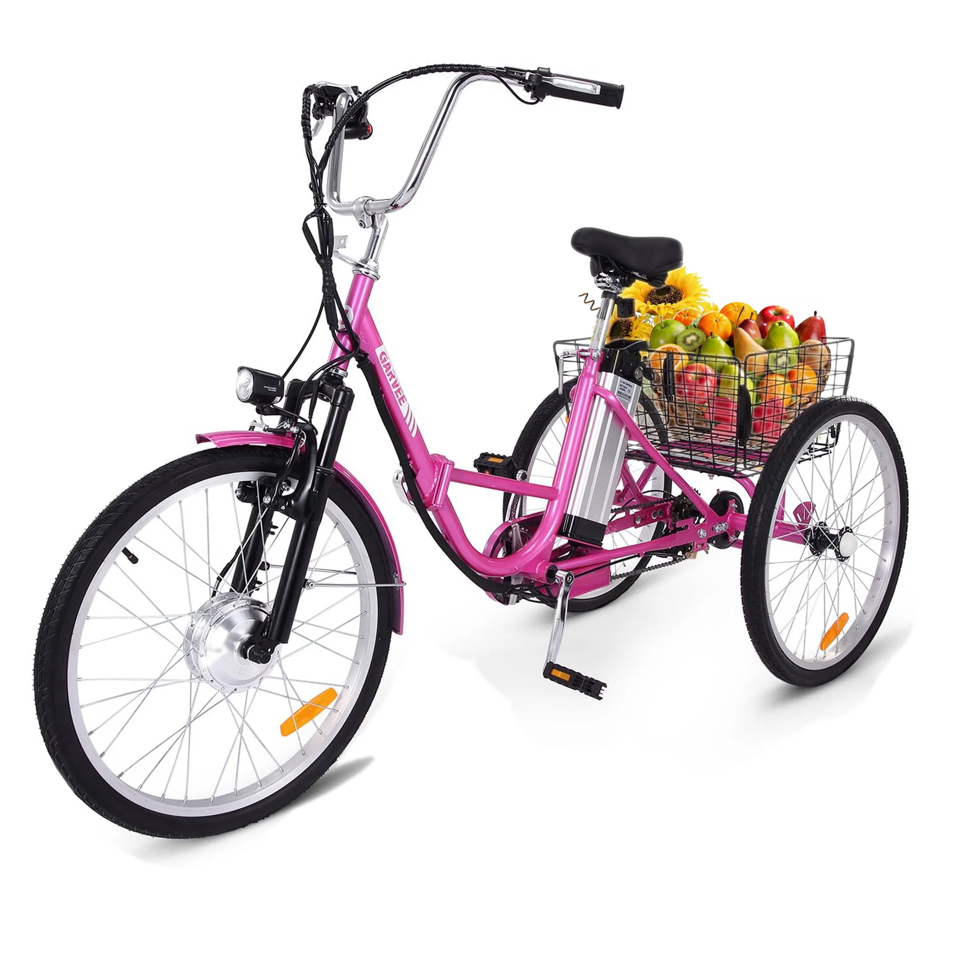WhizMax 24 Electric Trike for Adult, 250W 36V 7 Speeds Folding Electric Tricycle 3-Wheel E-Bike with Large Basket, up to 15.5 MPH