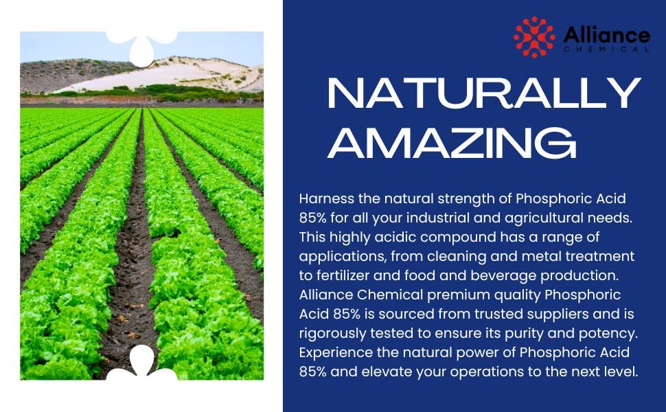 Phosphoric Acid 85% Technical Grade - 1 Gallon - Uses: PH Control and Adjustment, Corrosion Inhibitor, Activating Agent, Personal Care