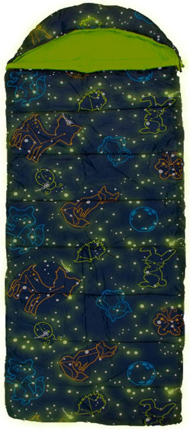 Acecamp Sleeping Bag,Outdoor,Travel,Camping,Hiking,0 Degree Sleeping Bag for Kids Teenagers Youth Sleeping Bag, Glow in The Dark