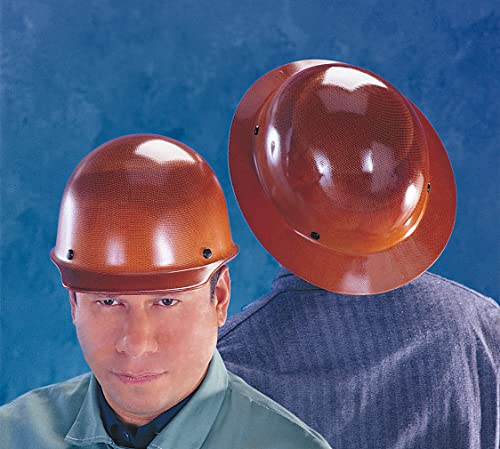 MSA Skullgard Full Brim Hard Hat with Suspension, Lamp Bracket and Cord Holder Phenolic Resin, Radiant Heat Loads up to 350F