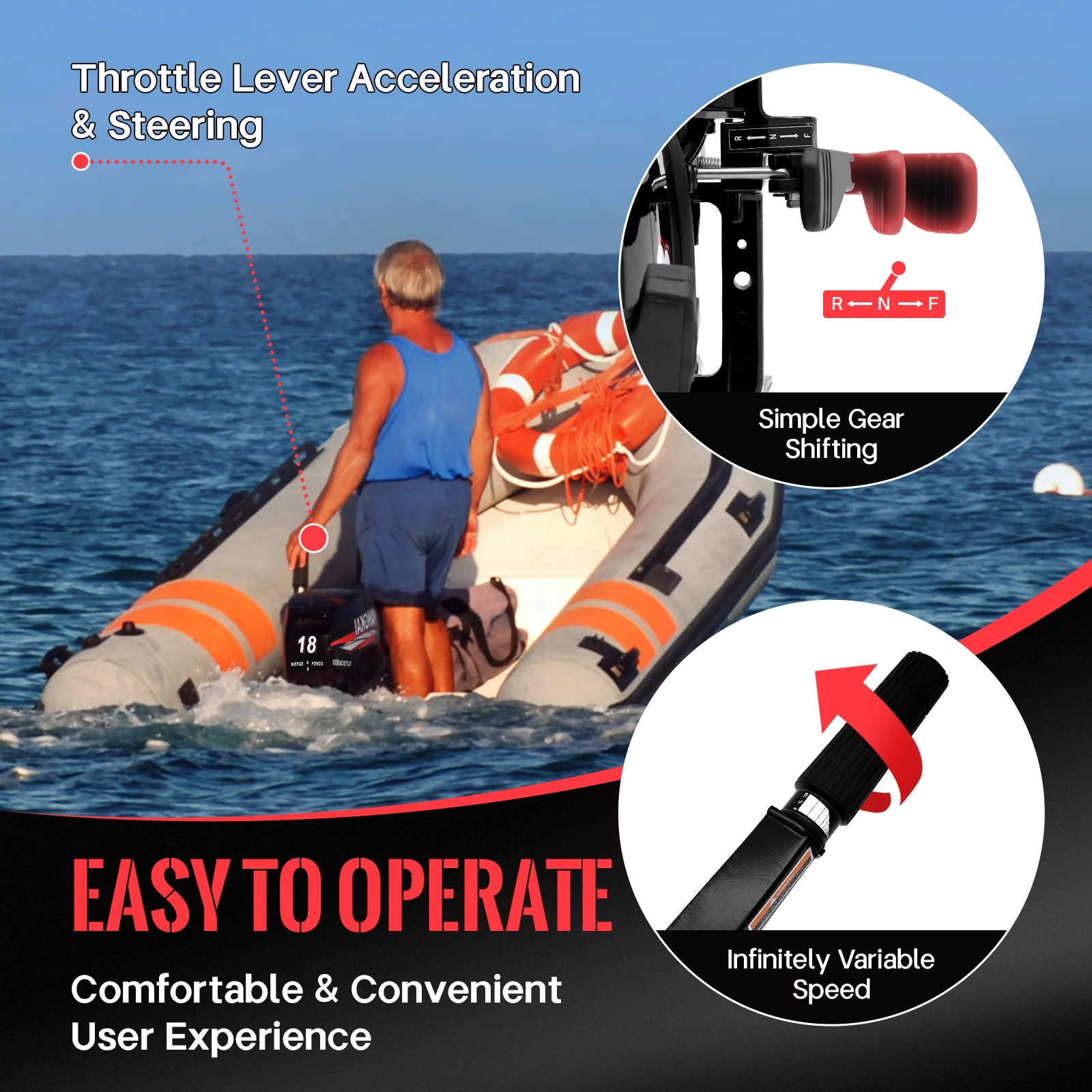 HANGKAI 2 Stroke 18HP Outboard Motor Boat Engine Water Cooling & CDI Short Shaft Marine Outboard Motor