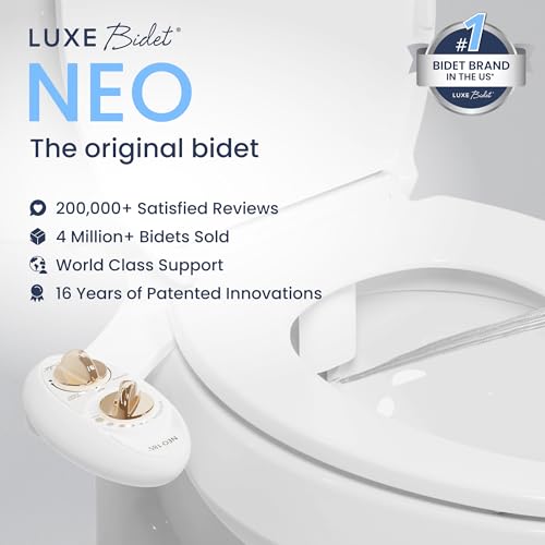 LUXE Bidet NEO 185 - Self-Cleaning, Dual Nozzle, Non-Electric Bidet Attachment for Toilet Seat, Adjustable Water Pressure