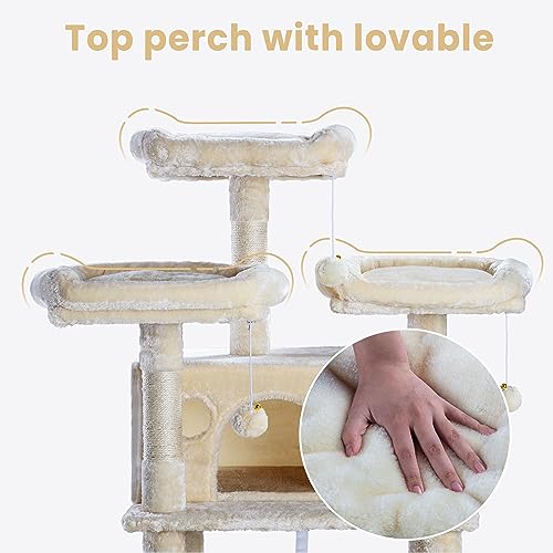 SHA CERLIN 68 Inches Multi-Level Large Cat Tree for Large Kitties/Big Cat Tower with Condo/Cozy Plush &zwnj