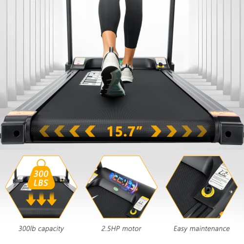 Treadmill 300 lb Capacity,Max 2.5 HP Folding Treadmills for Running and Walking Jogging Exercise with 12 Preset Programs, 300 LBS Weight Capacity