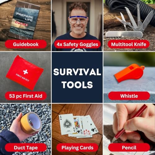Essentials Complete Deluxe Survival Kit 2 & 4 Person | Bug-Out-Bag | Emergency Go Bag Kit for Wildfires, Hurricanes, and Other Natural Disasters