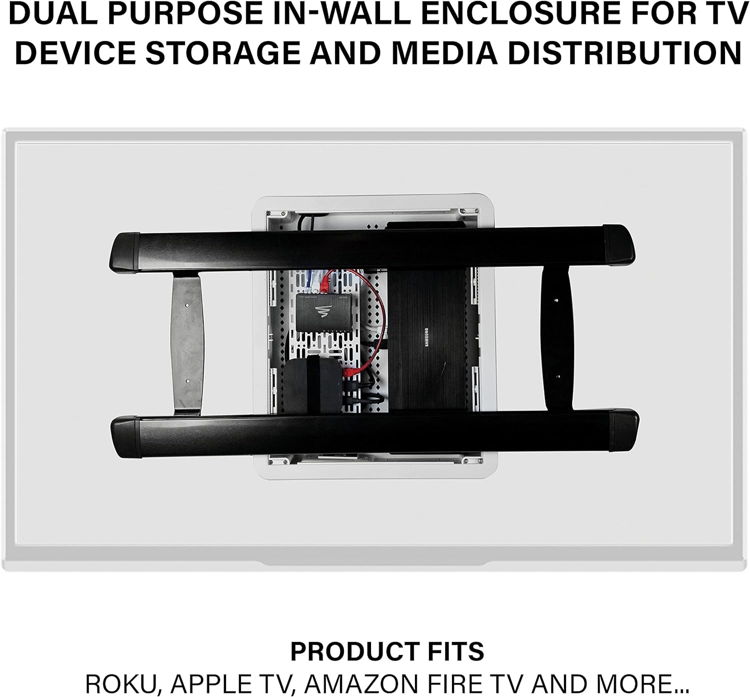 Legrand - OnQ Cable Management, Structured Media Enclosure, in-Wall Enclosure, TV Home Theater Box, Recessed Storage Box, Dual Purpose, 17 Inches