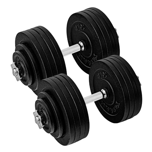Yes4All Old School Adjustable Dumbbell Set with Weight Plates, Star Lock Collars/Connector, 40lbs to 200lbs Adjustable Weight Plates Set