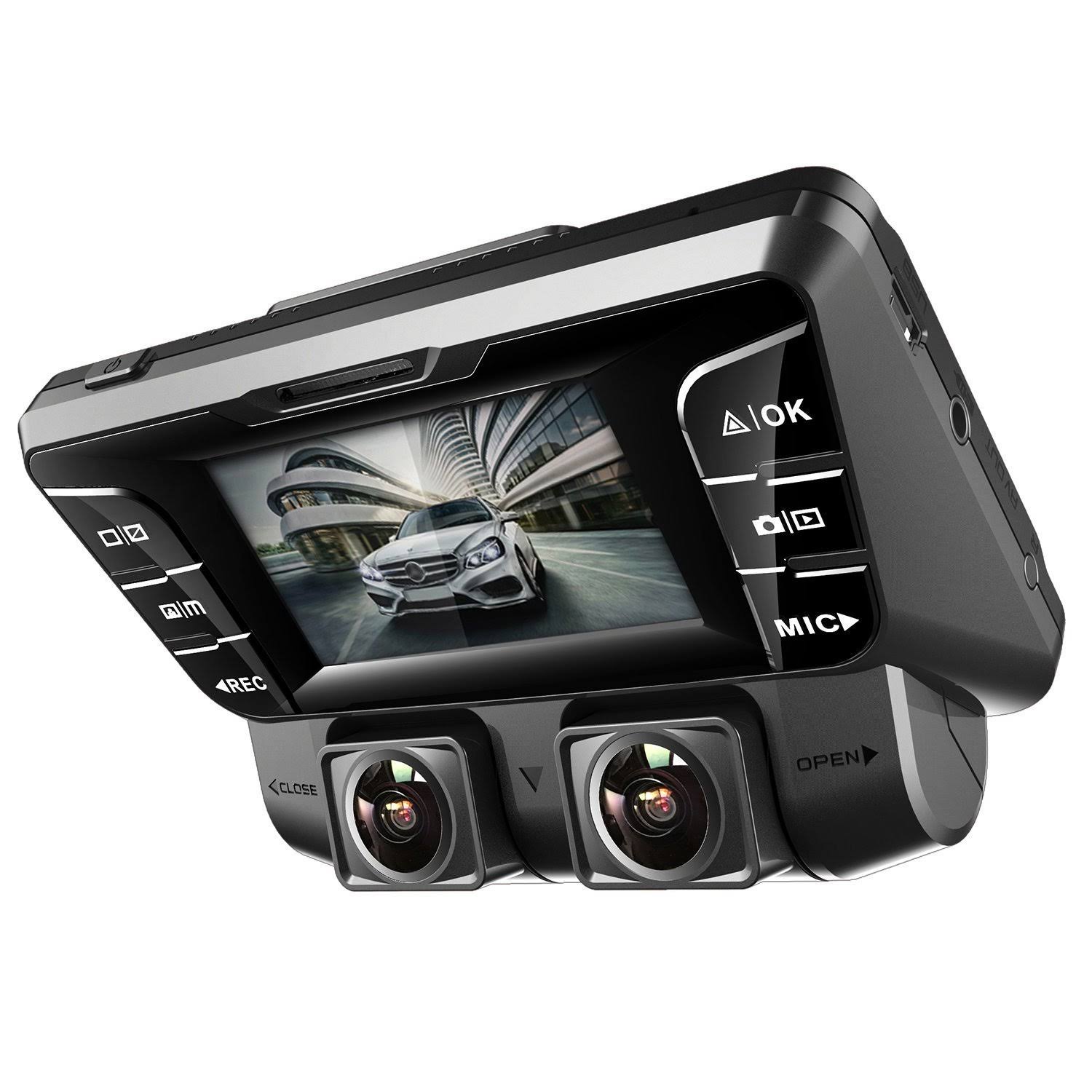 pruveeo C2 Dash Cam with Infrared Night Vision, Dual 1080p Front and