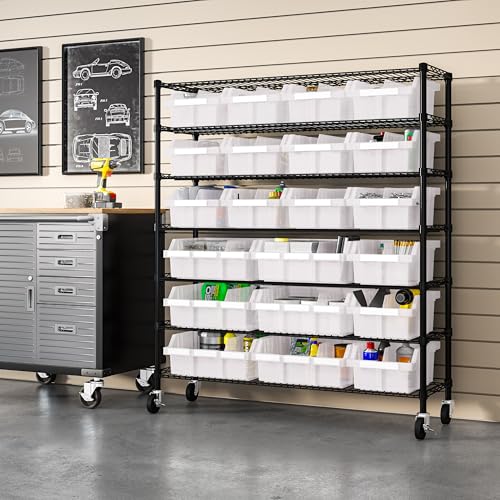 Seville Classics Heavy Duty NSF Bin Rack Solid Steel Wire Shelving Storage Unit, Patented Organizer for Garage, Warehouse, Office, Restaurant