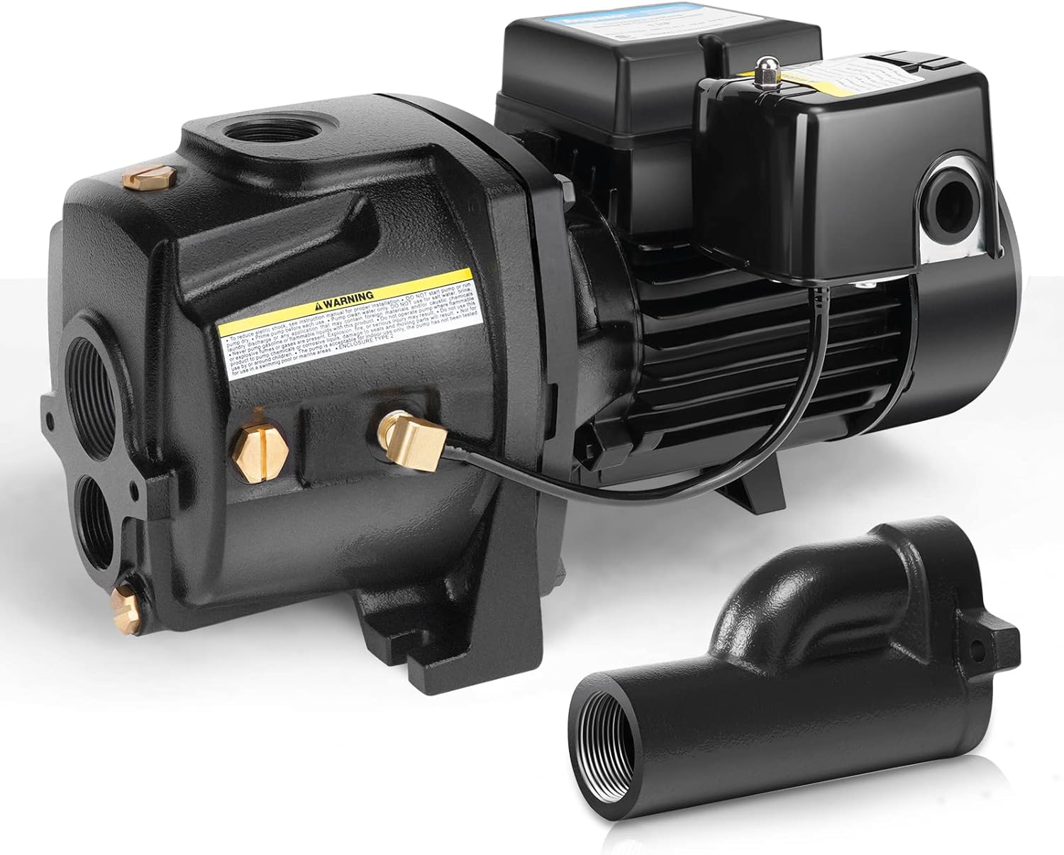 Acquaer 1/2HP Shallow/Deep Well Jet Pump, Cast Iron Convertible Pump with Ejector Kit, Well Depth Up to 25ft or 90ft, 115V/230V Dual Voltage