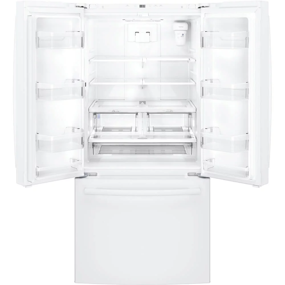 GE Appliances GWE19JGLWW 33 Inch Counter Depth French Door Refrigerator White