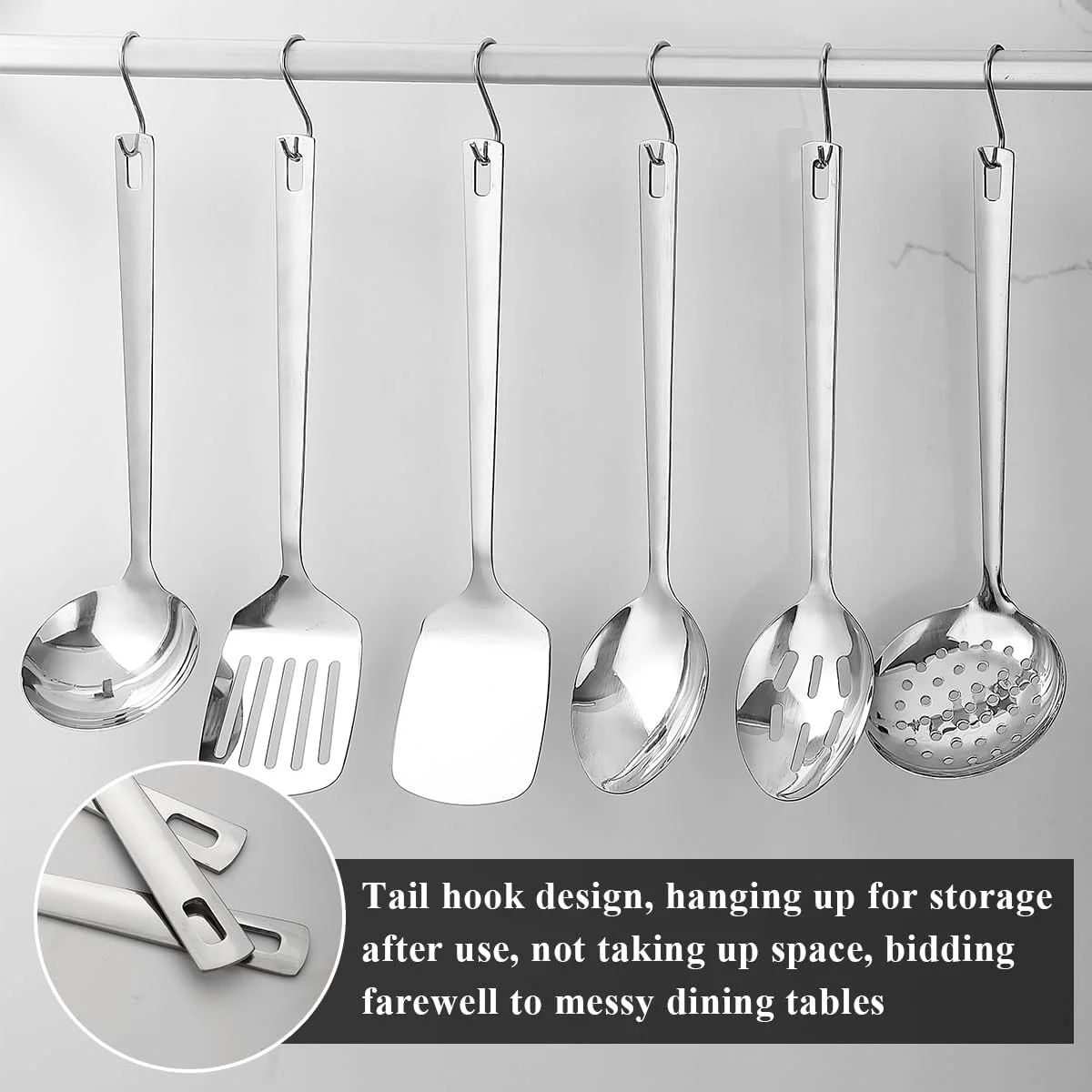 Gold Kitchen Utensils Set 6pcs, Titanium Plating Stainless Steel Cooking Utensils Set, Heavy Duty Kitchen Tools Spatulas Set