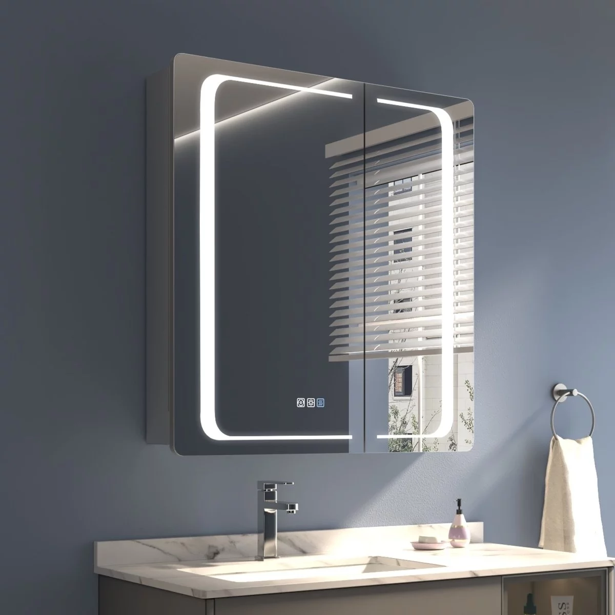 ExBrite 30" W x 32" H LED Lighted Bathroom Medicine Cabinet with Mirror Recessed or Surface Mounted LED Medicine Cabinet - Curated Treasures Market