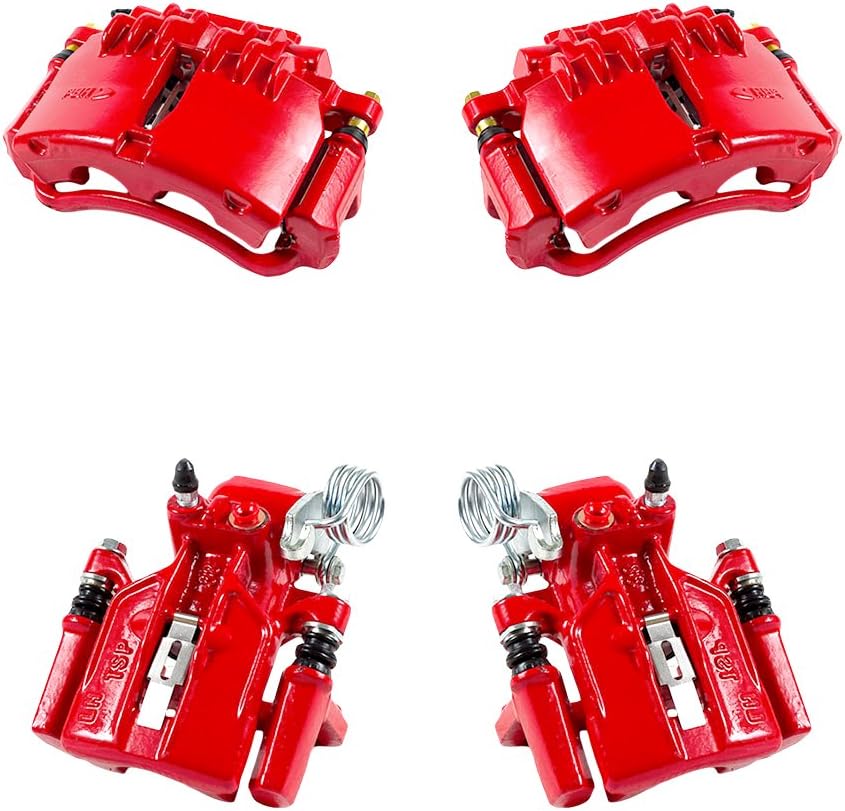 Callahan CCK12458 FRONT + REAR [4] Performance Grade Semi-Loaded Powder Coated Red Caliper Assembly Set Kit [ SN95 ]