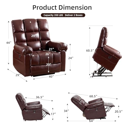 Oversized Power Lift Recliner Chair with Massage and Heat for Elderly, 26" Extra Wide Lift Chair for Big and Tall