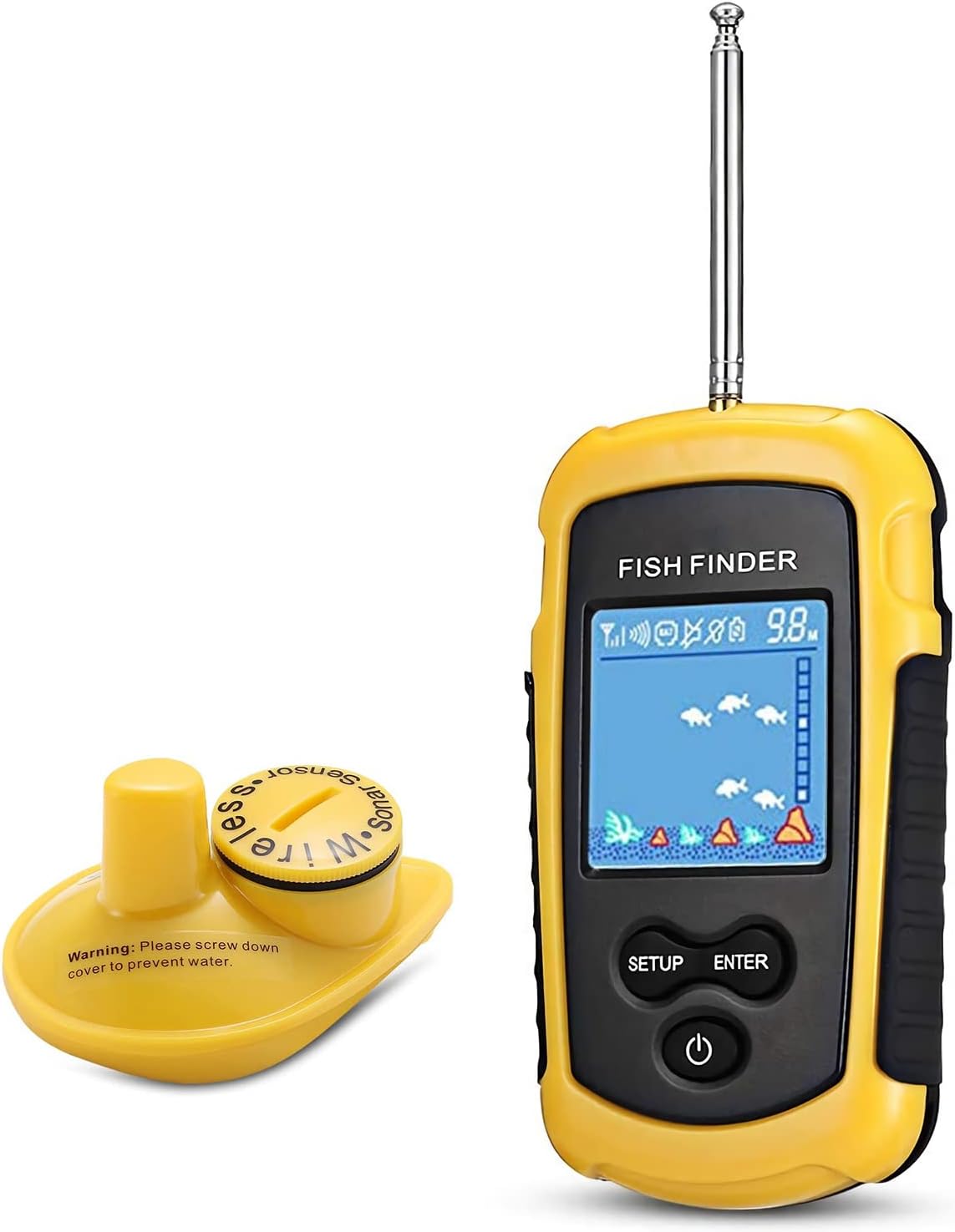 Atibin Castable Kayak Depth Finder Fishing Wireless Portable Fishing Finder Transducer Canoe Shore Fish Finder Sonar Detector Handheld Lake Sea Pack