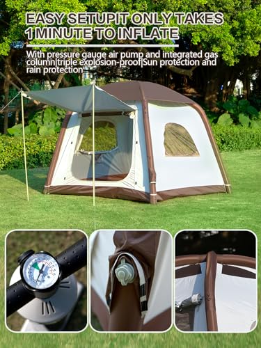 Inflatable Camping Tent, 2/4/6/8 Person Glamping Inflatable Tents for Camping