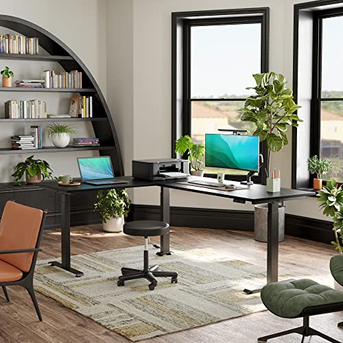 FEZIBO Triple Motor L Shaped Standing Desk Frame Height Adjustable, Electric Standing Desk Legs for 55 Inches to 75 Inches Desk Tops
