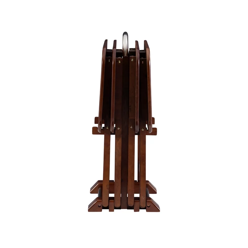 Pemberly Row Transitional Solid Wood Tray Tables in Dark Cherry