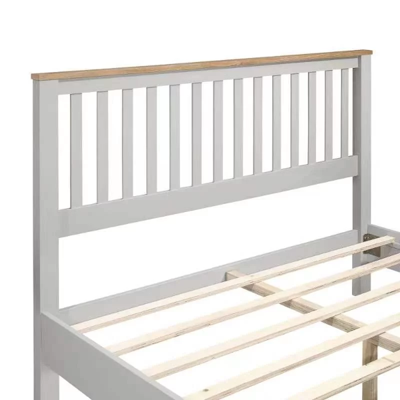 uhomepro Gray Queen Bed Frame with Headboard, No Box Spring Needed, Country Style Bedroom Furniture