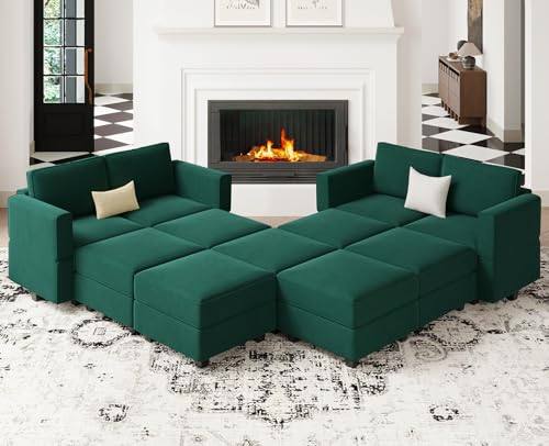 Belffin Oversized Modular Sectional Sofa Velvet U Shaped Couch with Storage Ottomans Modular Sectional Couch with Reversible Chaise Convertible