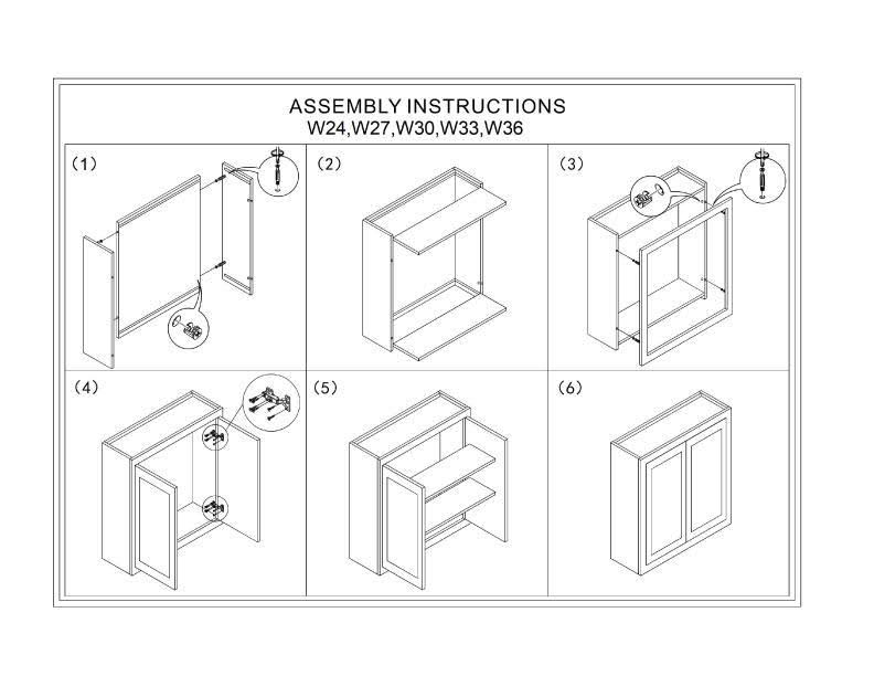 RTA Wholesalers 30x22 Wide Inset Bridge Light Gray Inset Shaker Wall Cabinet - Double Door 12x22 Tall